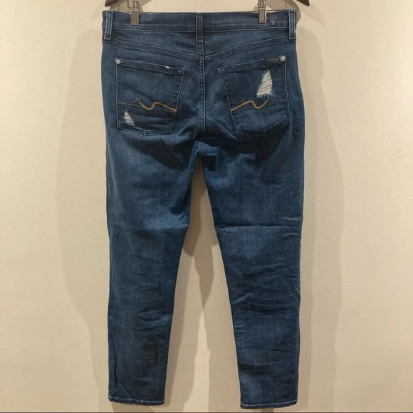 7 FOR ALL MANKIND Sz 29 Josephina Skinny Boyfriend High Rise Distressed - Picture 6 of 11